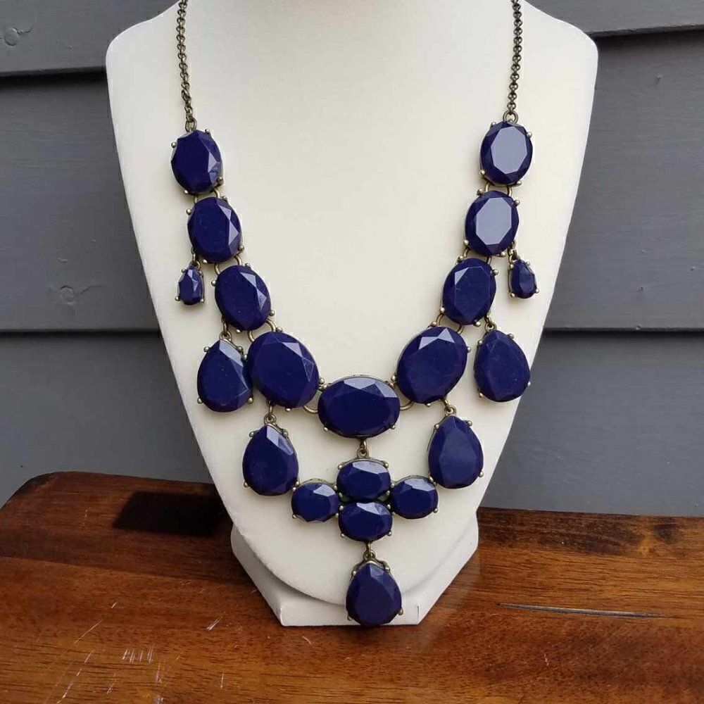 j Crew Navy Bib Statement Necklace